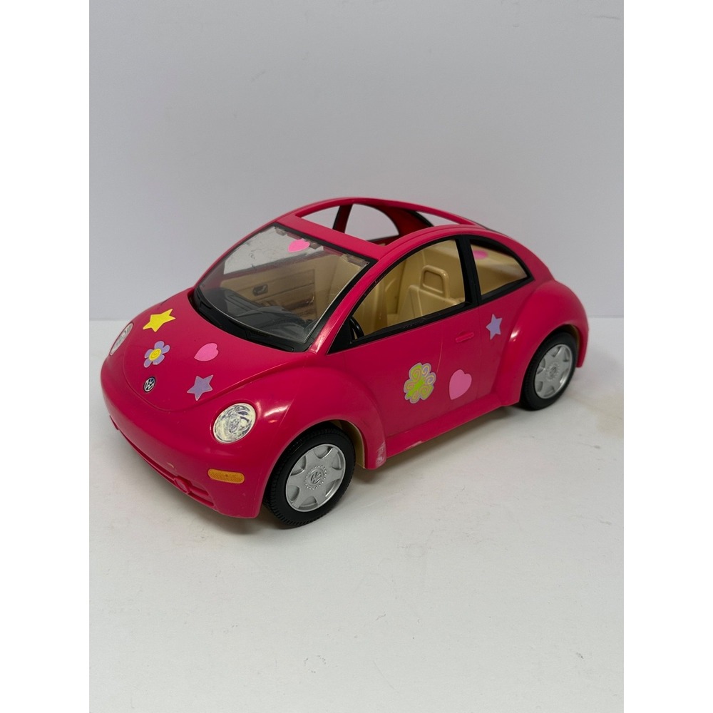 Vintage 2001 Fisher Price Loving Family Pink Volkswagen Beetle Car VW Bug U8